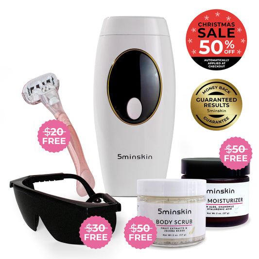 5MINSKIN AT-HOME LASER HAIR REMOVAL HANDSET - 50% OFF CHRISTMAS SALE + 4 FREE GIFTS (WORTH $150)