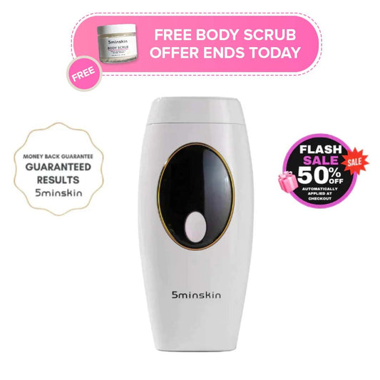 5MINSKIN AT-HOME LASER HAIR REMOVAL HANDSET + BODY SCRUB